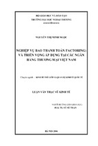 Nghiệp vụ bao thanh toán factoring) và triển vọng áp dụng tại các ngân hàng thương mại việt nam