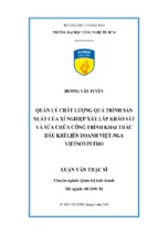 Quản lý chất lượng quá trình sản xuất của xí nghiệp xây lắp khảo sát và sửa chữa công trình khai thác dầu khí liên doanh việt nga vietsovpetro