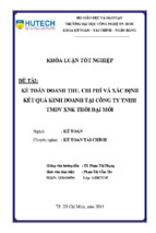 Kế toán doanh thu chi phí và xác định kết quả kinh doanh tại công ty tnhh thương mại dịch vụ xuất nhập khẩu thời đại mới