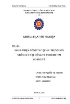 Hoàn thiện công tác quản trị nguồn nhân lực tại công ty tnhh thương mại dịch vụ hoàng vũ
