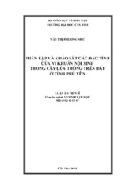 Luận án tiến sĩ chuyên ngành sinh vật học phân lập và khảo sát các đặc tính của vi khuẩn nội sinh trong cây lúa trồng trên đất ở tỉnh phú yên