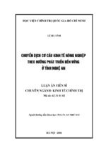 Luận án tiến sĩ chuyên ngành kinh tế chính trị chuyển dịch cơ cấu kinh tế nông nghiệp theo hướng phát triển bền vững ở tỉnh nghệ an