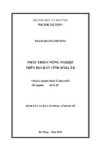 Tóm tắt luận văn thạc sĩ kinh tế phát triển nông nghiệp trên địa bàn tỉnh đắk lắk