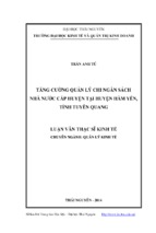 Tăng cường quản lý chi ngân sách nhà nước cấp huyện tại huyện hàm yên tỉnh tuyên quang