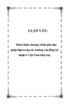 Hoàn thiện chương trình giáo dục pháp luật trong các trường cao đẳng kỹ thuật ở việt nam hiện nay