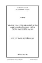 Biện pháp tăng cường hiệu quả bồi dưỡng nghiệp vụ quản lý cho hiệu trưởng trường mầm non tỉnh bắc kạn