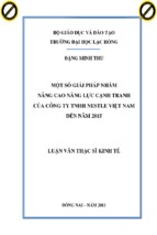 Một số giải pháp nhằm nâng cao năng lực cạnh tranh của công ty tnhh nestle việt nam đến năm 2015