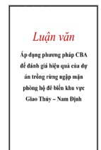 áp dụng phương pháp cb  để đánh giá hiệu quả của dự án trồng rừng ngập mặn phòng hộ đê biển khu vực giao thủy – nam định