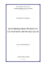 Quản trị hoạt động tín dụng của các ngân hàng thương mại tại lào.