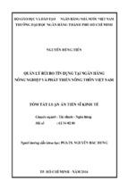 Quản lý rủi ro tín dụng tại ngân hàng nông nghiệp và phát triển nông thôn việt nam