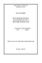 Tóm tắt luận văn thạc sĩ quản trị rủi ro tín dụng tại ngân hàng nông nghiệp và phát triển nông thôn tỉnh kon tum