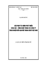 Giải pháp tài chính phát triển khoa học   công nghệ trong các công ty trách nhiệm hữu hạn một thành viên ở việt nam   1