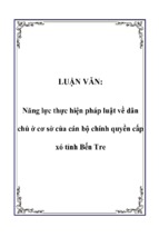 Năng lực thực hiện pháp luật về dân chủ ở cơ sở của cán bộ chính quyền cấp xó tỉnh bến tre