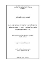 Hạn chế rủi ro tín dụng tại ngân hàng nno&ptnt chi nhánh vũng tàu