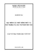 đặc điểm cấu trúc hình thức và ngữ nghĩa của tục ngữ dân tộc tàyđặc điểm cấu trúc hình thức và ngữ nghĩa của tục ngữ dân tộc tày