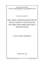 Thực trạng và một số giải pháp chủ yếu thu hút vốn đầu tư nước ngoài cho phát triển nông nghiệp, nông thôn ở tỉnh thái nguyên