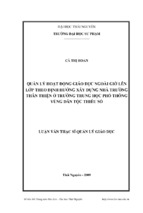 Quản lý hoạt động giáo dục ngoài giờ lên lớp theo định hướng xây dựng nhà trường thân thiện ở trường trung học phổ thông vùng dân tộc thiểu số