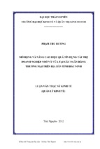 Mở rộng và nâng cao hiệu quả tín dụng tài trợ doanh nghiệp nhỏ và vừa tại các ngân hàng thương mại trên địa bàn tỉnh bắc ninh