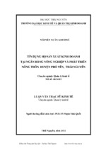 Tín dụng hộ sản xuất kinh doanh tại ngân hàng nông nghiệp và phát triển nông thôn huyện phổ yên tỉnh thái nguyên