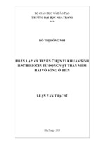 Phân lập và tuyển chọn vi khuẩn sinh bacteriocin từ động vật thân mềm hai vỏ sống ở biển