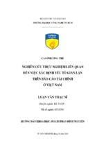 Nghiên cứu thực nghiệm liên quan đến việc xác định yếu tố gian lận trên báo cáo tài chính ở việt nam