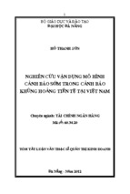 Nghiên cứu vận dụng mô hình cảnh báo sớm trong cảnh báo khủng hoảng tiền tệ tại việt nam