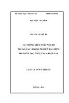Hệ thống kiểm soát nội bộ trong các doanh nghiệp bảo hiểm phi nhân thọ ở việt nam hiện nay