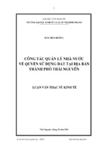 Công tác quản lý nhà nước về quyền sử dụng đất tại thành phố thái nguyên