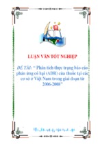 Phân tích thực trạng báo cáo phản ứng có hại (adr) của thuốc tại các cơ sở ở việt nam trong giai đoạn từ 2006 2008