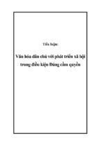 Văn hóa dân chủ với phát triển xã hội trong điều kiện đảng cầm quyền