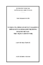 Tác động của chính sách quản lý ngoại hối và điều hành tỷ giá hối đoái đến thị trường ngoại hối việt nam – thực trạng và khuyến nghị