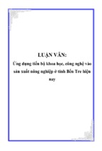 ứng dụng tiến bộ khoa học, công nghệ vào sản xuất nông nghiệp ở tỉnh bến tre hiện nay