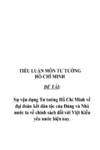 Sự vận dụng tư tưởng hồ chí minh về đại đoàn kết dân tộc của đảng và nhà nước ta về chính sách đối với việt kiều yêu nước hiện nay