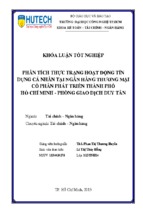 Phân tích thực trạng hoạt động tín dụng cá nhân tại ngân hàng thương mại cổ phần phát triển thành phố hồ chí minh phòng giao dịch duy tân