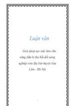 Luận văn giải pháp tạo việc làm cho nông dân bị thu hồi đất nông nghiệp trên địa bàn huyện gia lâm   hà nội