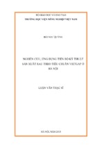 Luận văn thạc sĩ nghiên cứu, ứng dụng tiến bộ kỹ thuật sản xuất rau theo tiêu chuẩn vietgap ở hà nội