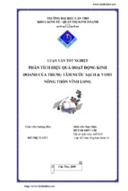 Phân tích hiệu quả hoạt động kinh doanh của trung tâm nước sạch & vsmt nông thôn vĩnh long