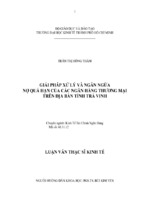 Giải pháp xử lý và ngăn ngừa nợ quá hạn của các ngân hàng thương mại trên địa bàn tỉnh trà vinh