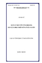 Quản lý nhà nước về xã hội hóa bảo vệ và phát triển rừng ở tây nguyên