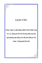 Thực trạng và giải pháp nhằm hoàn thiện công tác xác định giá đất bồi thường thiệt hại khi giải phóng mặt bằng trên địa bàn huyện từ liêm  thành phố hà nội