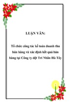 Tổ chức công tác kế toán doanh thu bán hàng và xác định kết quả bán hàng tại công ty dệt trí nhân hà tây