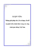 Những giải pháp chủ yếu sử dụng vốn hỗ trợ phát triển chính thức trong các công trình giao thông việt nam