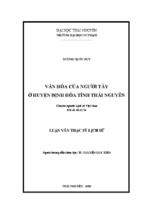 Luận văn thạc sĩ văn hóa của người tày ở huyện định hóa tỉnh thái nguyên