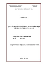 Luận án tiến sĩ quản lý hành chính công quản lý nhà nước về cổ phần hóa doanh nghiệp trên địa bàn thành phố hà nội