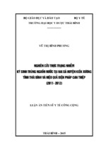 Thực trạng nhiễm mầm bệnh ký sinh trùng nguồn nước sinh hoạt ở 2 xã huyện kiến xương tỉnh thái bình và hiệu quả biện pháp can thiệp (2011  2012)