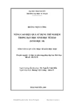 Nâng cao hiệu quả sử dụng thí nghiệm trong dạy học sinh học tế bào (sinh học 10)