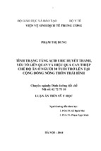 Tình trạng tăng acid uric huyết thanh, yếu tố liên quan và hiệu quả can thiệp chế độ ăn ở người 30 tuổi trở lên tại cộng đồng nông thôn thái bình