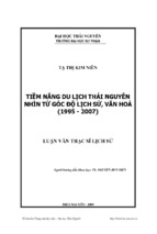 Tiềm năng du lịch thái nguyên nhìn từ góc độ lịch sử văn hoá (1995   2007)