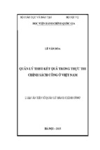 Quản lý theo kết quả trong thực thi chính sách công ở việt nam