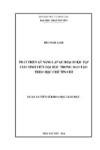 Phát triển kỹ năng lập kế hoạch học tập cho sinh viên đại học trong đào tạo theo học chế tín chỉ